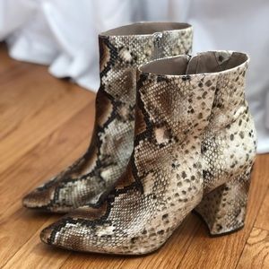 Snakeskin ankle booties